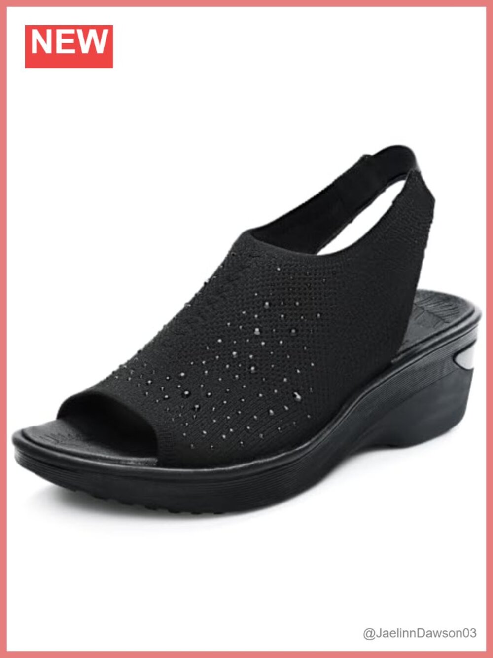 Dressy Wedge Sandals with Arch Support Peep Toe Slingback Memory Foam Mesh